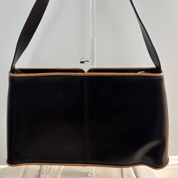 Arcadia Leather Shoulder Bag - Black and Tan - Picture 2 of 7